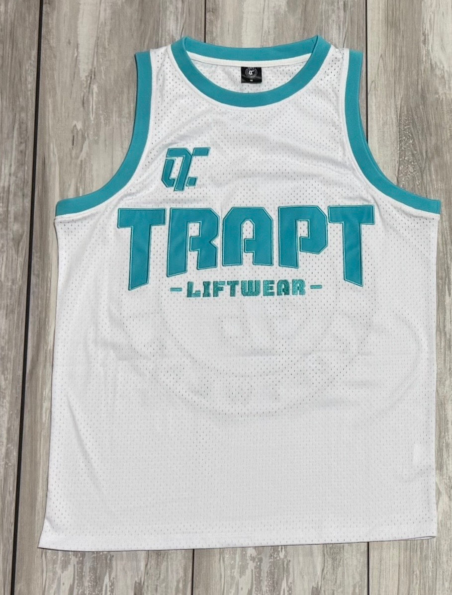 White & Teal TRAPT Jersey