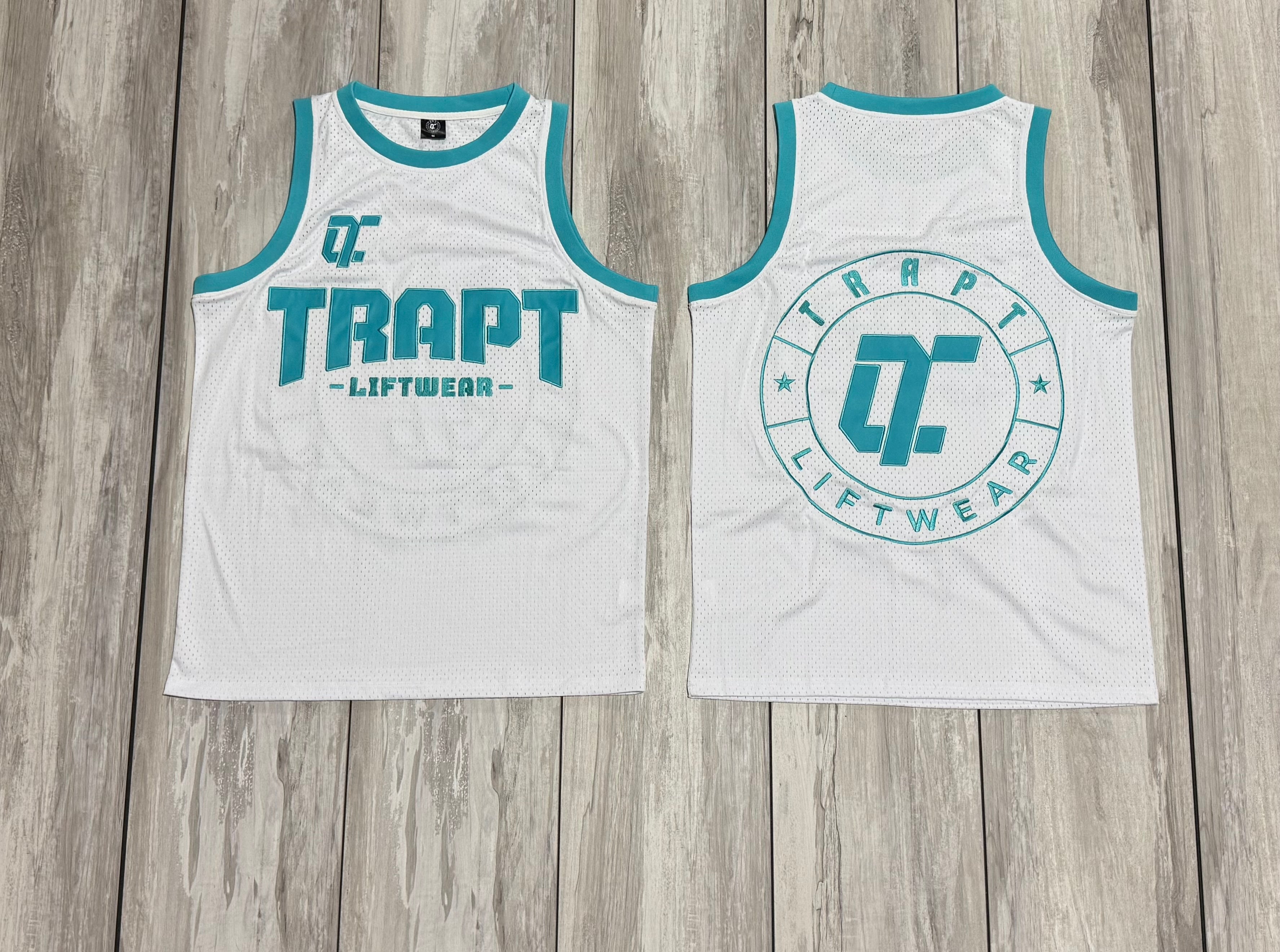White & Teal TRAPT Jersey