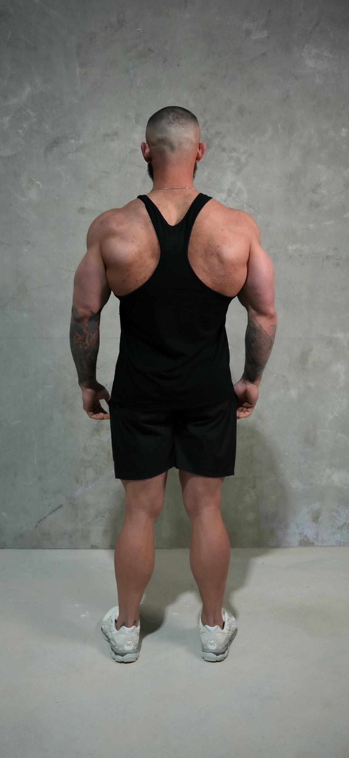 Back black on black TRAPT liftwear singlet 