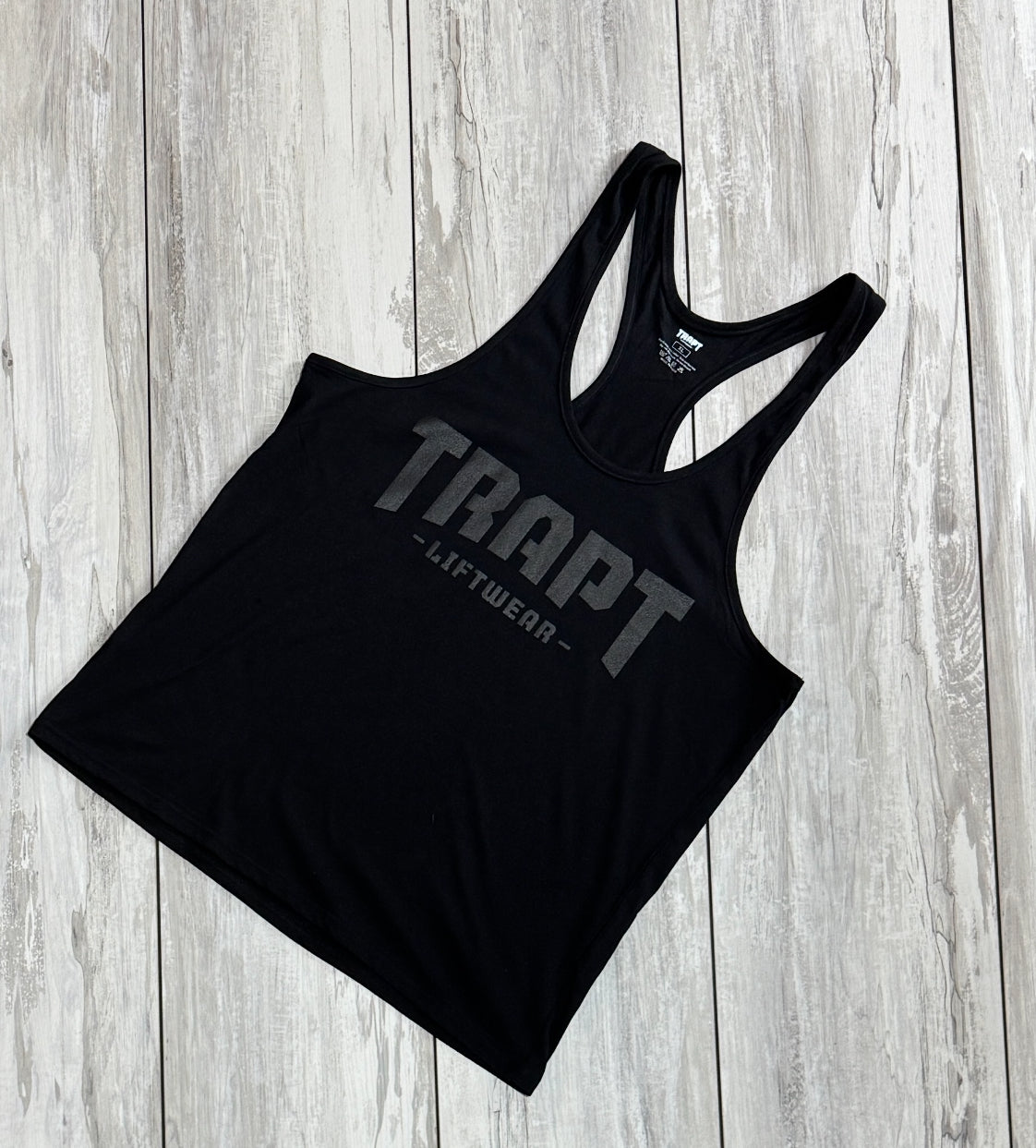 Black on black tank top front