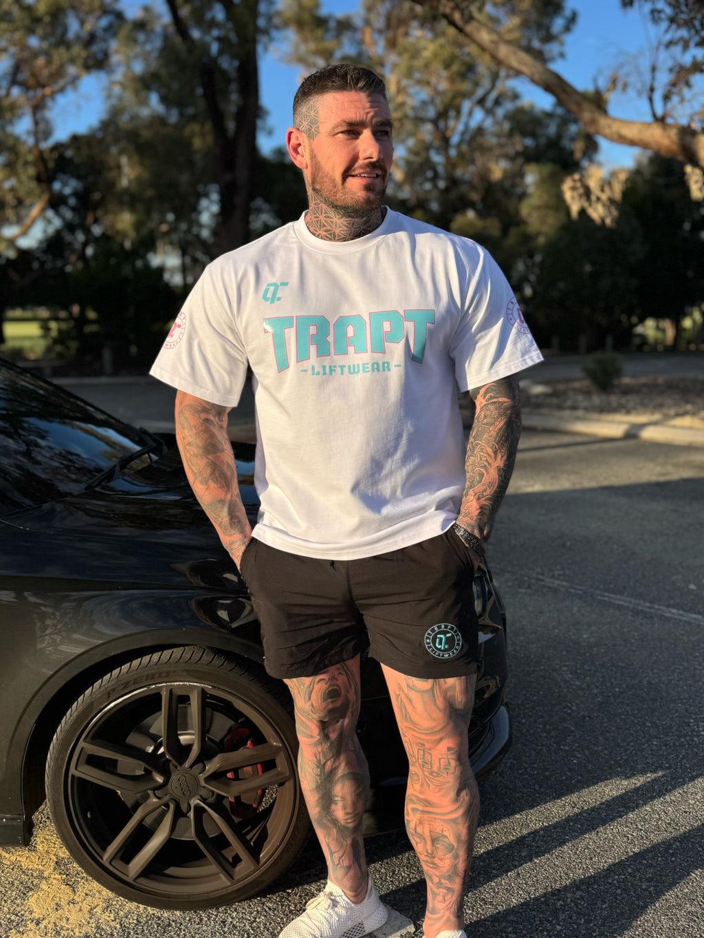 *New* Teal with Pink on White TRAPT | Unisex | Over-sized Shirt