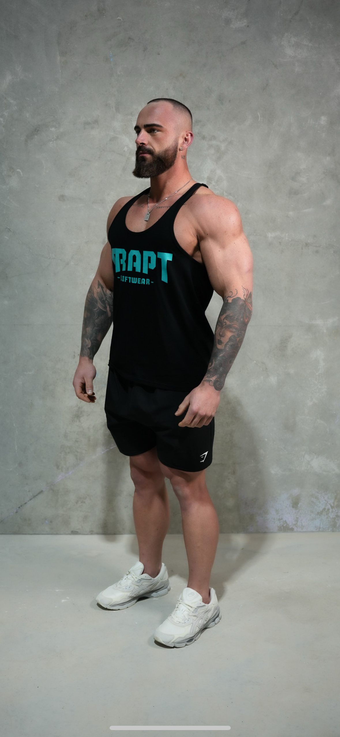 Teal black singlet TRAPT liftwear 