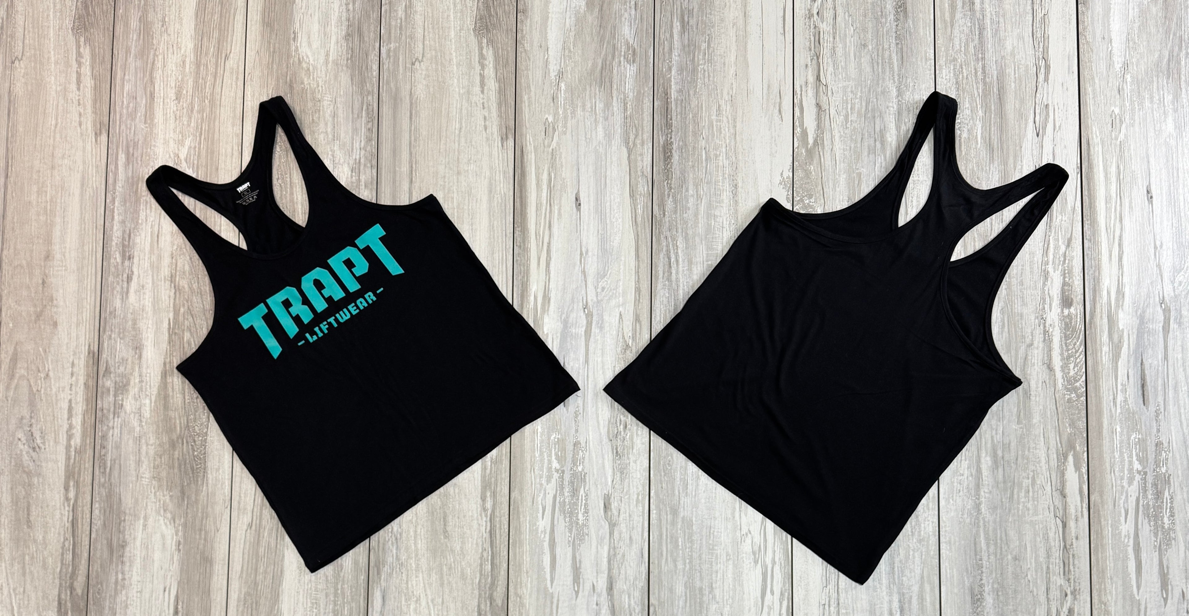 Teal tank top front back 