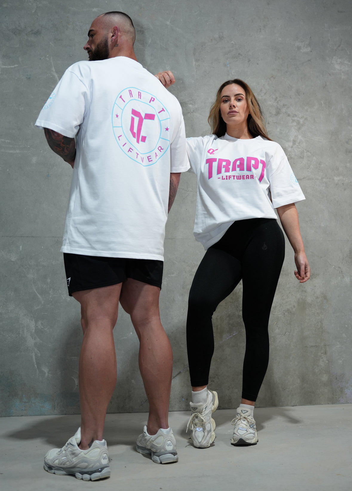 White teal and pink TRAPT oversized shirts 