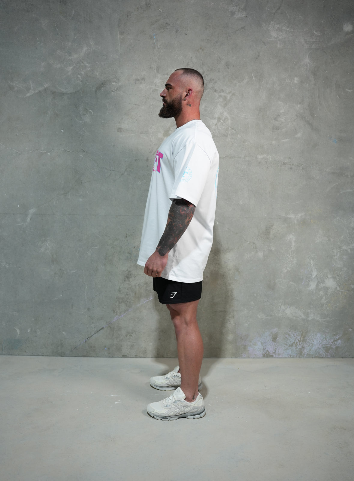 White teal and pink TRAPT oversized shirts Side